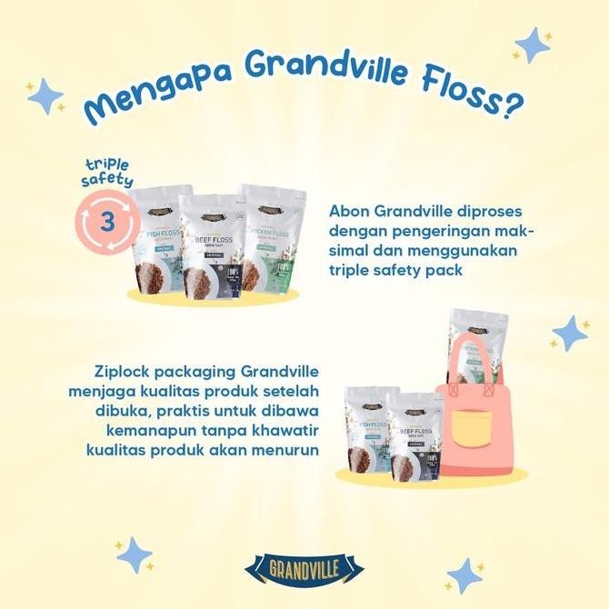 

Grandville Abon Sapi Ayam Ikan Crunchy Makanan MPASI Instan Food Anak Non MSG Halal Praktis