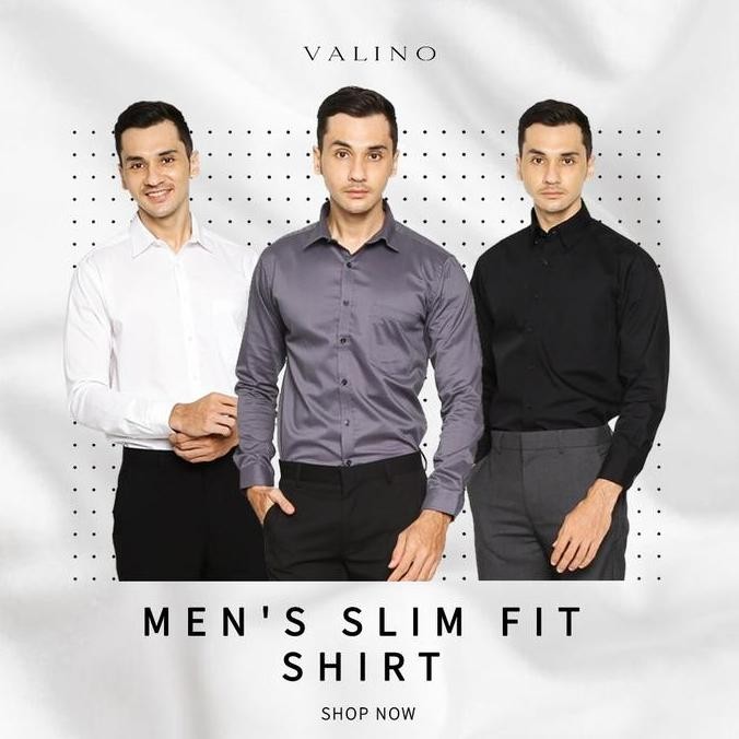 VALINO Kemeja Putih Pria Lengan Panjang - V-XXXE03-A1