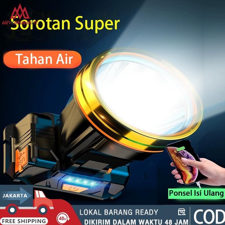 ''Terlaris" Senter Kepala Led Zoom Super/Lampu Depan Tahan Air Sensor Gerak/Led Senter Super Terang/