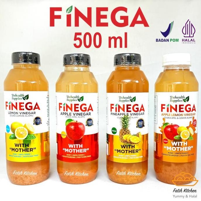 

Vinega Finega Cuka Apel / Nanas / Lemon 500 ml (Botol Plastik) dari Dehealth Supplies - Apple / Pineapple /Lemon Vinegar