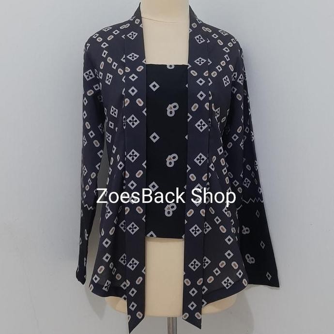 Kebaya Kutu Baru Batik Katun seri Hitam (Lengan Panjang) LL