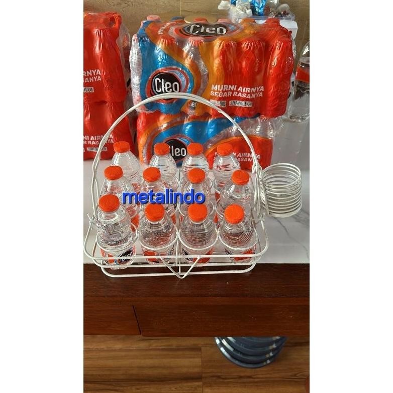 IK Keranjang Aqua gelas mbs rak air mineral besi tempat aqua gelas 12 lobang anti karat