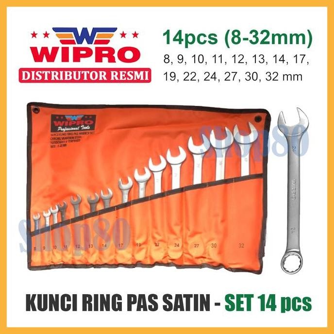 WIPRO KUNCI RING PAS 1 SET 14PCS 14 PCS SATIN CRV 8-32 MM
