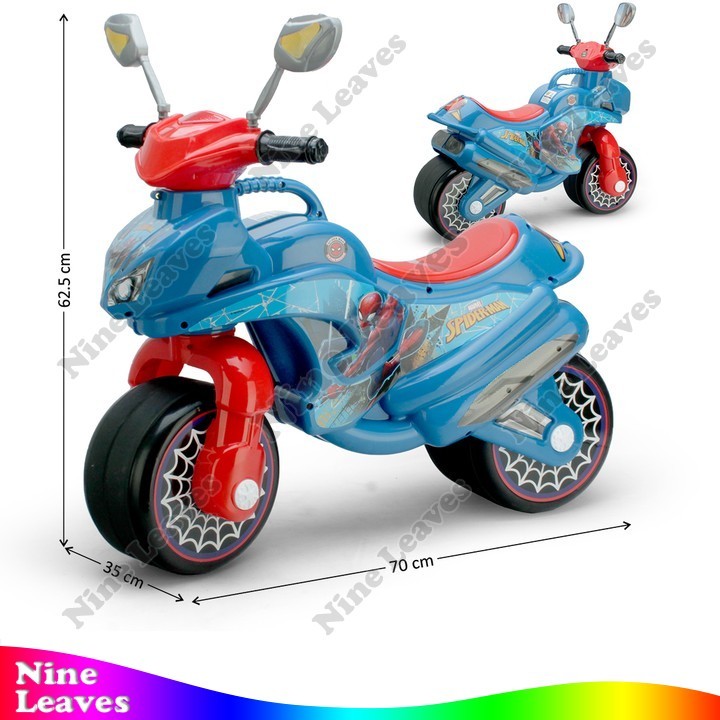 Mainan Anak Tunggangan Sepeda Motor Gambar Karakter Spiderman B/O Suara Musik Lampu Neo Spiderman