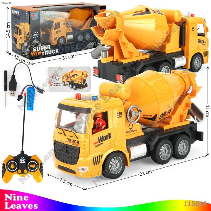 Mainan Anak RC Remote Control Truk Molen Charge + Kabel Charge Suara Sirine Lampu Super Truck 49 MHz