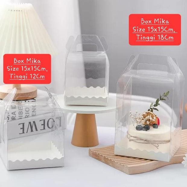 

New Box Mika Cake Tenteng (10Pc). Kotak Kue Size 15X15, Tinggi 12Cm / 18Cm