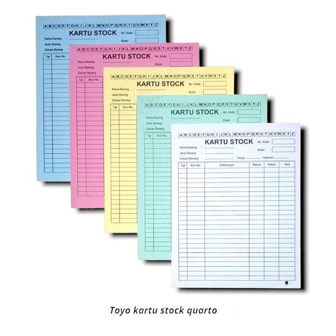 

produk baru!! kartu stok persediaan barang a5 warna isi 100 lbr