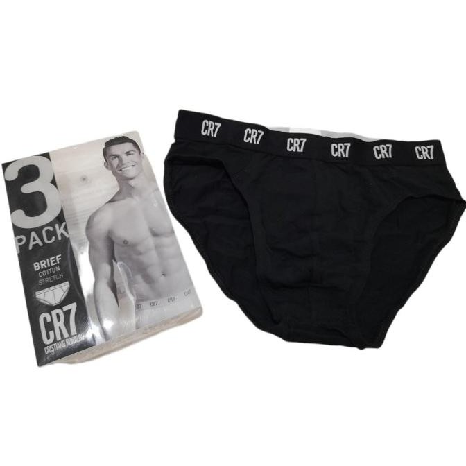 || MONALISA / 3Pcs Underwear CR7 Cristiano Ronaldo Basic Brief Cotton Stretch Black ||~~~