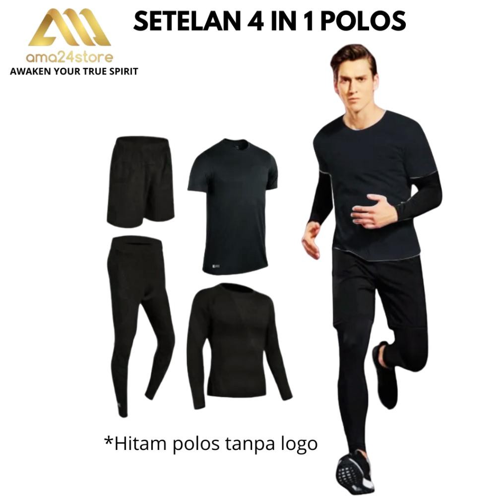 2er-54 ew-98 4 IN 1 Atasan Kaos Jersey Baselayer Celana Pendek Lejing Sepak Bola Badminton Running R
