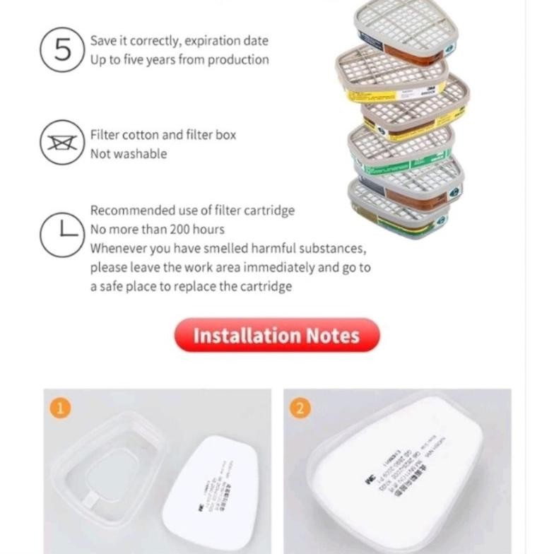 WN 3M 6006 Cartridge Filter Respirator Mask 6200 7501 7502 6800 Complete Set