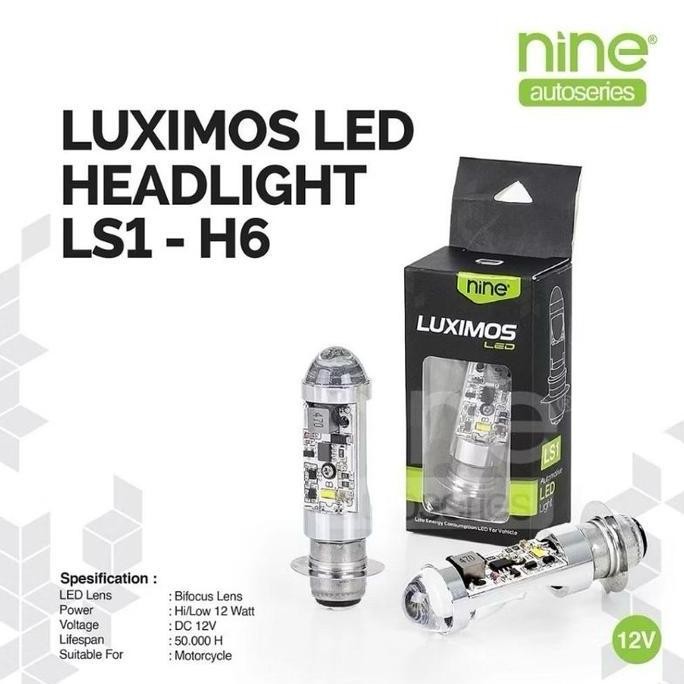 Promo LUMINOS NINE Lampu LED Motor Bebek Matic H6 Bifocus Lens Super terang LED Putih Kuning LS1 COD