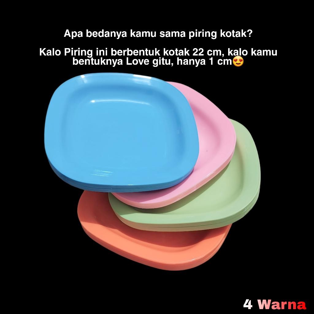 Piring Kotak Warna Glossy / Piring Plastik / Piring Cantik / Piring Lucu