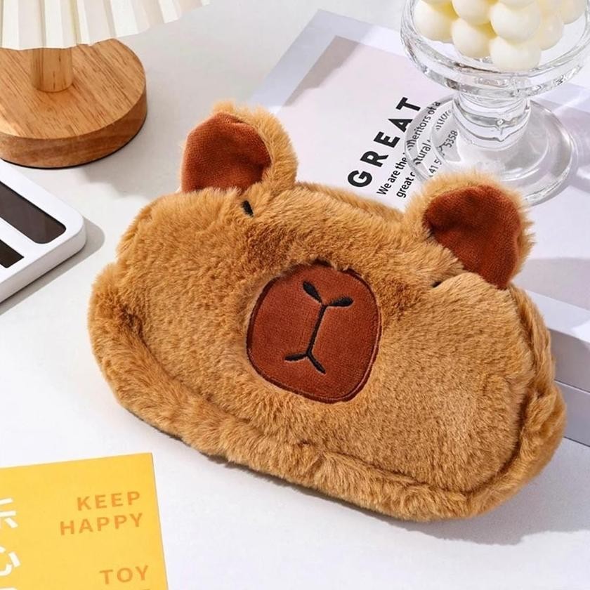 

Premium Kotak Tempat Pensil Capybara Bulu Lucu CAPACITY CAPYBARA Pencil Case Minimalis Aesthetic Soft Korean Style Stationery High Quality