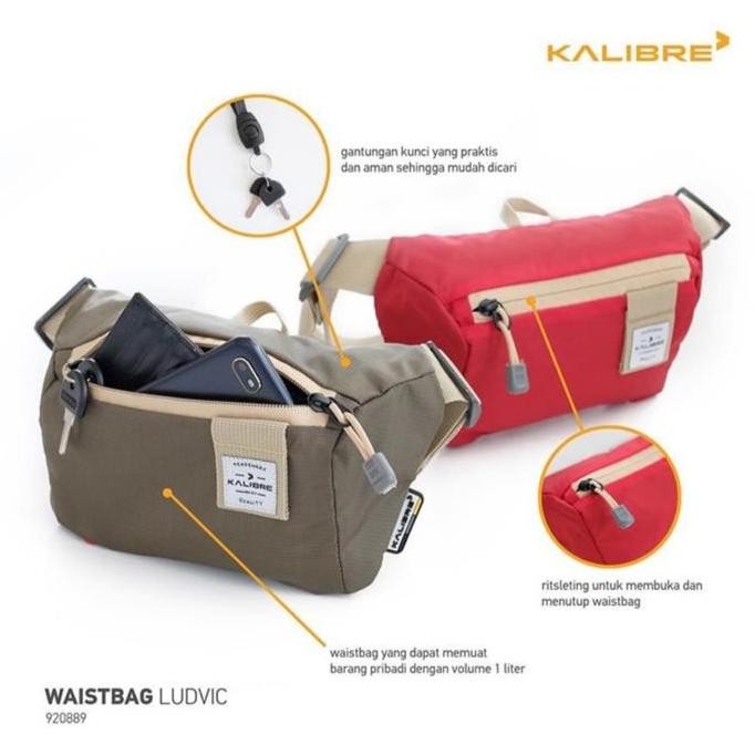 Tas Selempang Pria/Wanita Kalibre 921561 Ludvic Waist Bag 1L (Best Quality)