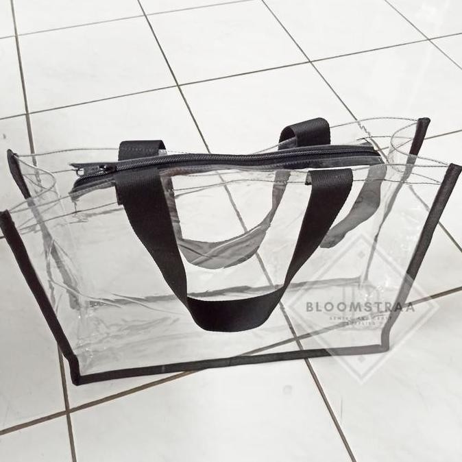Tas Mika transparan resleting Tas Souvenir transparant zipper Tote Bag
