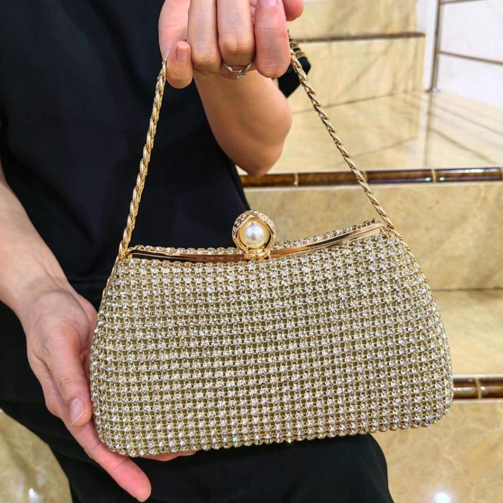 Ready Tas Pesta Kristal Mewah Elegan Tas Cantik Pesta Kondangan Kekinian Tas Wanita Elegan 888821-3