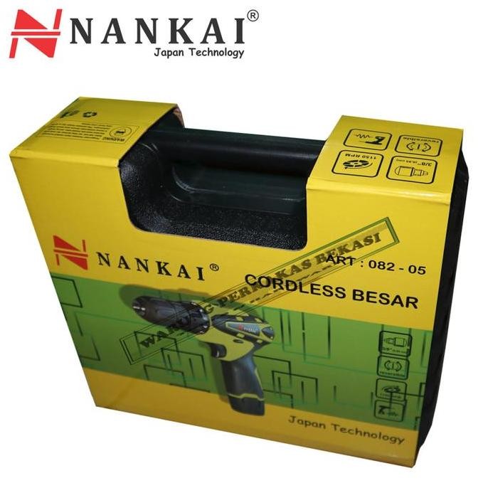 Nankai Cordless Mesin Bor Bolak Balik Baterai Cas 12V 10mm Full Set