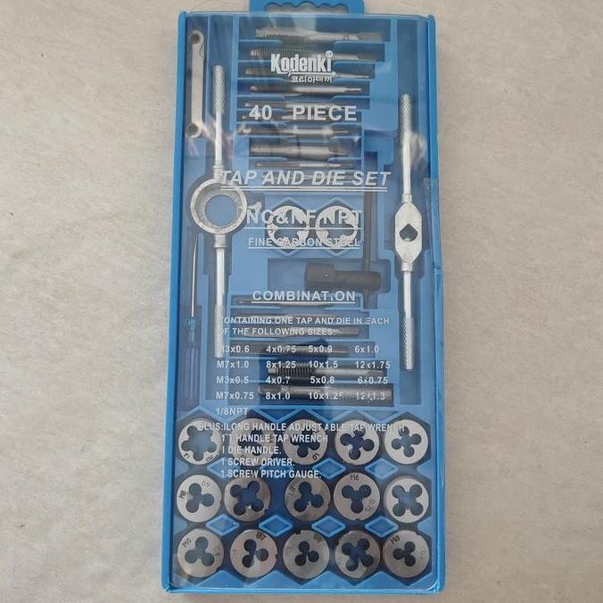 $$$$] Snai Senai Hand Die Tap Ulir Drat Luar Dalam Set 40 Pcs Kodenki