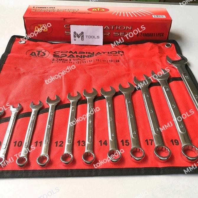 Kunci Ring Pas Set ATS 11pcs 8-24mm - ATS Kunci ring pas set tebal [terbaik]