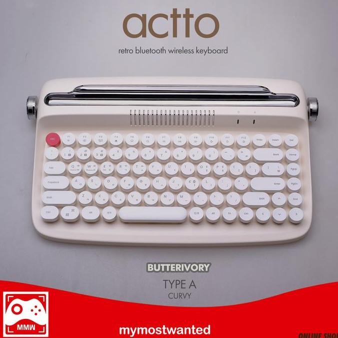 ACTTO Keyboard bluetooth wireless keyboard retro typewriter IVORY