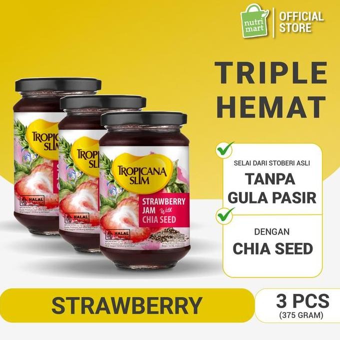 

Promo Triple Pack - Tropicana Slim Strawberry Jam 375G - Selai Stroberi