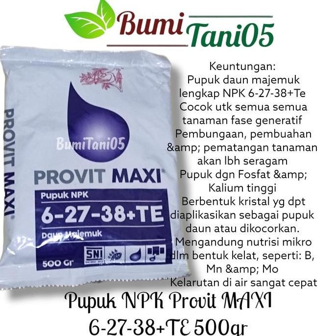 

Terlaris Pupuk Npk Meroke Provit Maxi 6-27-38+Te Kemasan 500Gr