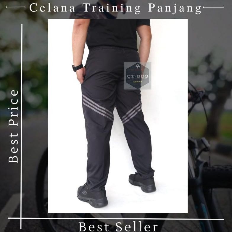 Celana Training Panjang Olahraga Gowes Sepeda Pria dan Wanita Bahan Parasut Ukuran L