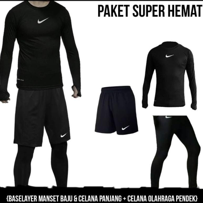 MANSET OLAHRAGA BASELAYER NIKE THUMBOLE BAJU CELANA PENDEK LEGGING PENDEK