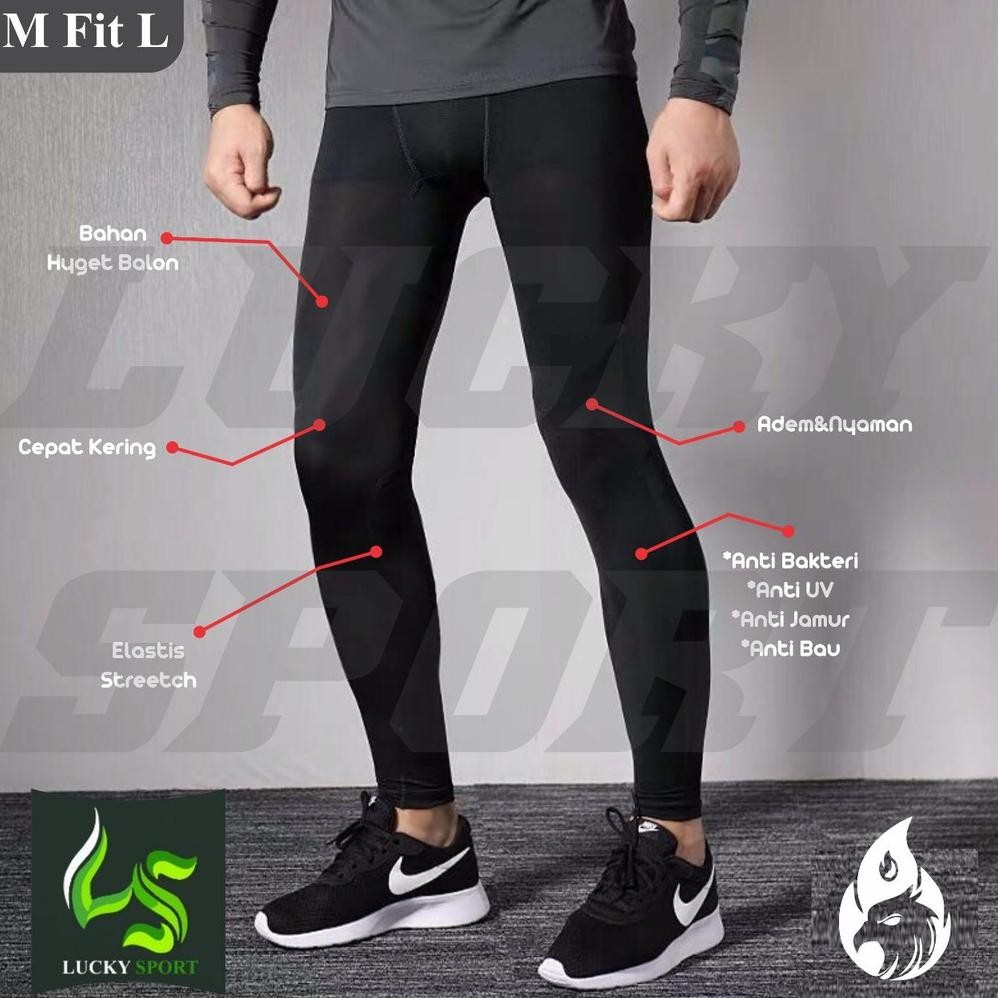 Celana legging leging Panjang Polos training pria futsal gym fitness olahraga POLOS