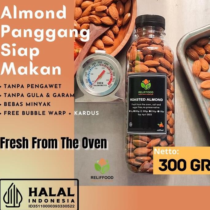 

Original ROASTED ALMOND - KACANG ALMOND PANGGANG KUPAS 300 gr (BOTOL) Snack Food Cemilan Kering