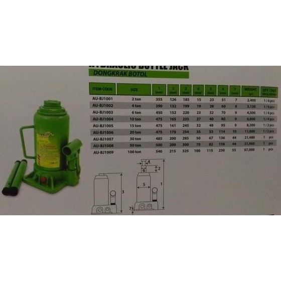 TEKIRO DONGKRAK BOTOL 4 TON / DONGKRAK MOBIL 4 TON / DONGKRAK 4 TON