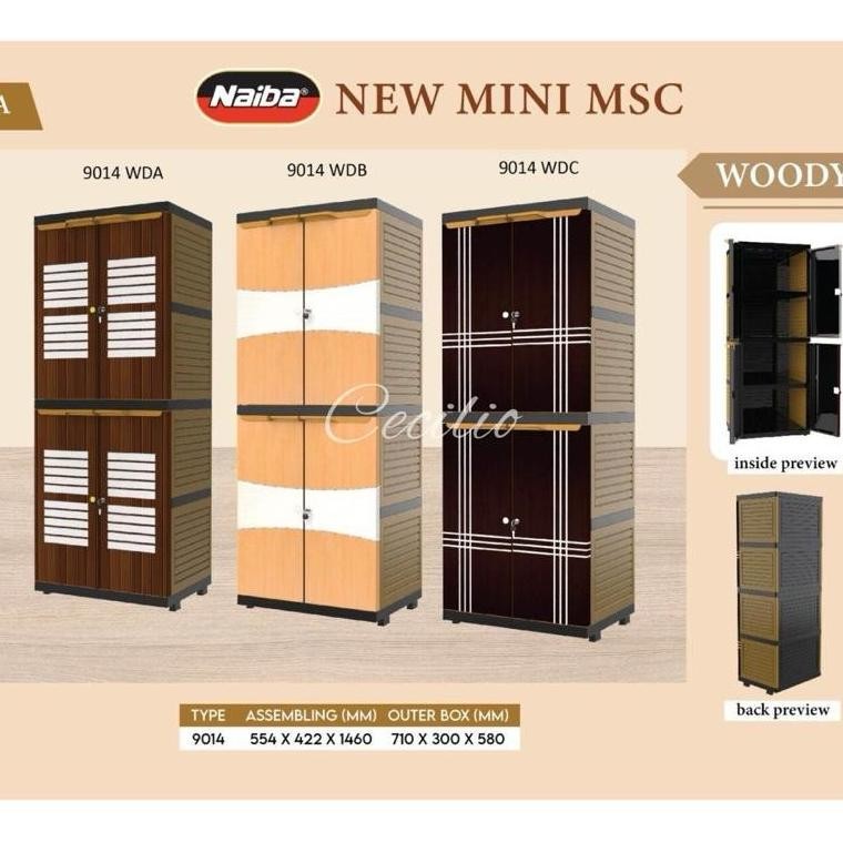 NAIBA Lemari Mini MSC Karakter Lisence dan Generic Lemari Pakaian Plastik Naiba 9004/9164/9014