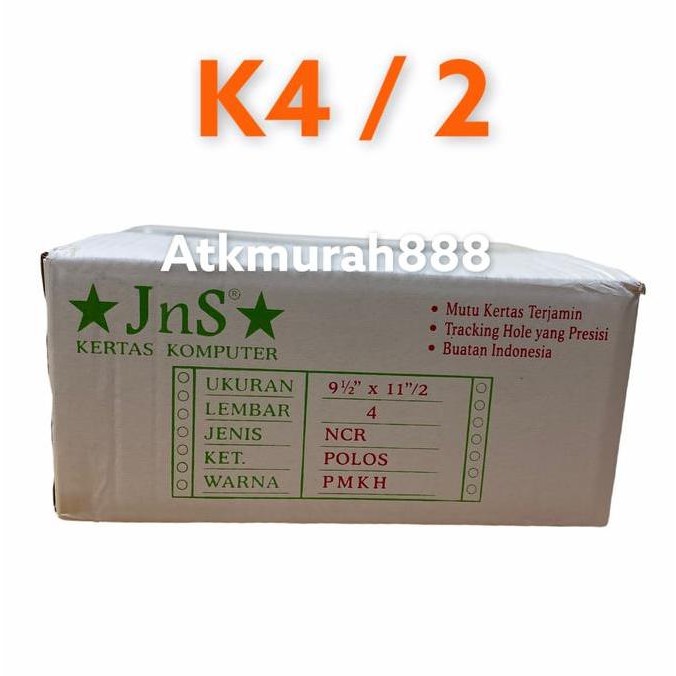 

Kertas Komputer JnS K4:2 NCR Putih Merah Kuning Hijau