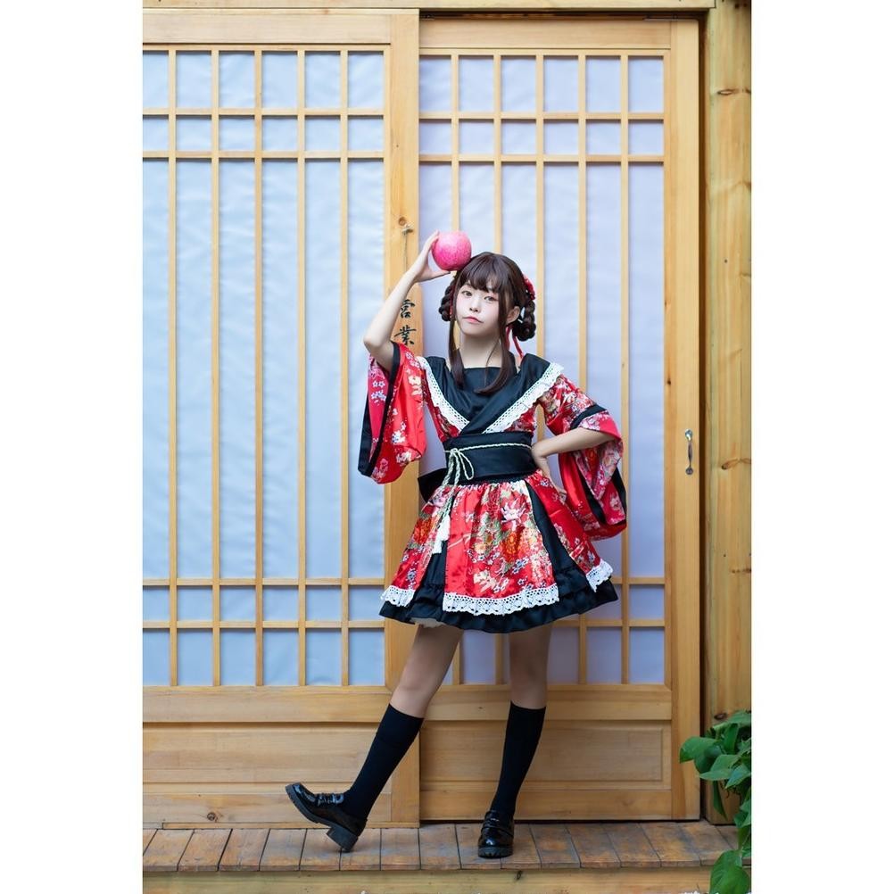 Ready Lolxgoth Black Sailor Yukata Kimono Lolita Waloli Cosplay Costume Kostum