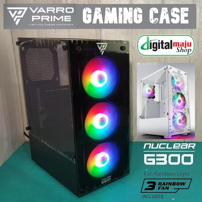 TERMURAH - Casing PC Gaming VARRO Prime Nuclear G300 3x RGB Fan ATX Case