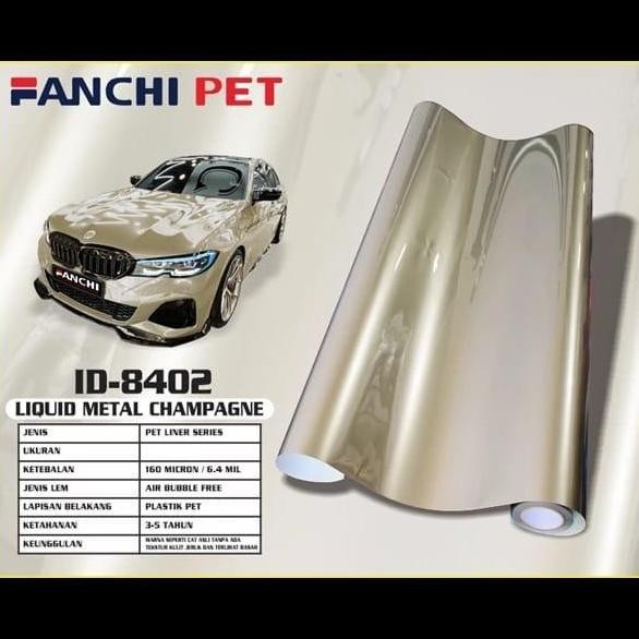 

Promo 50CM Sticker FANCHI ID-8402 Liquid Metal Champagne Gold PET per 50CM COD