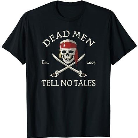 Kaos Disney Pirates of the Caribbean Dead Men Tell No Tales T-Shirt Baju Unisex Vintage 100% Cotton 