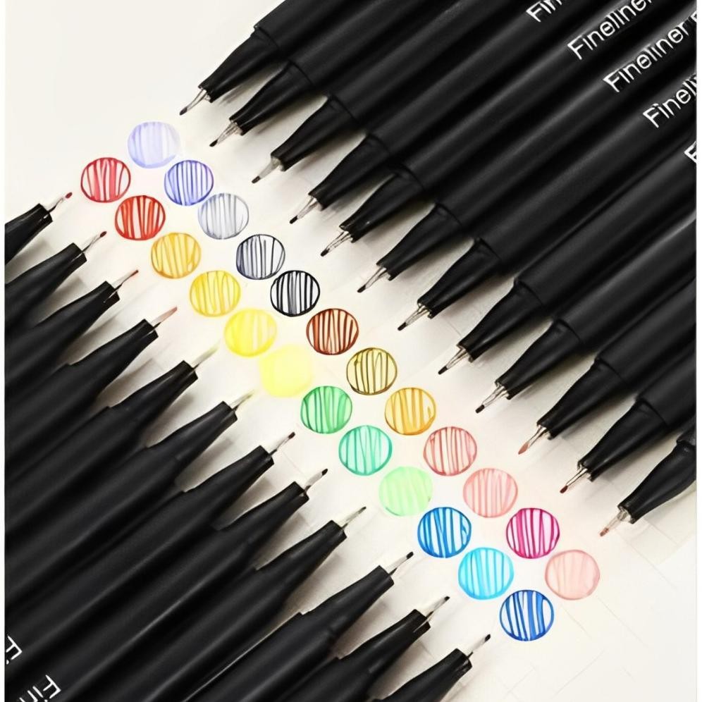 

Ready Pulpen Warna Warni Lengkap 48/36/24/12 Pcs Pena Pen Menggambar Mewarnai Point Art Watercolor 0.4Mm