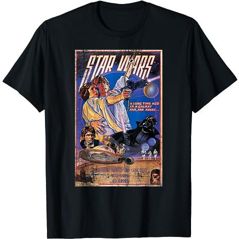 Baju Kaos Star Wars Classic Vintage Movie Poster Graphic T-Shirt Premium Cotton Combed 24s Original 