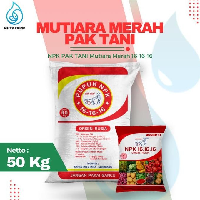 

Terlaris Pupuk Npk Pak Tani Mutiara Merah 16-16-16 Kemasan Karung 50 Kg