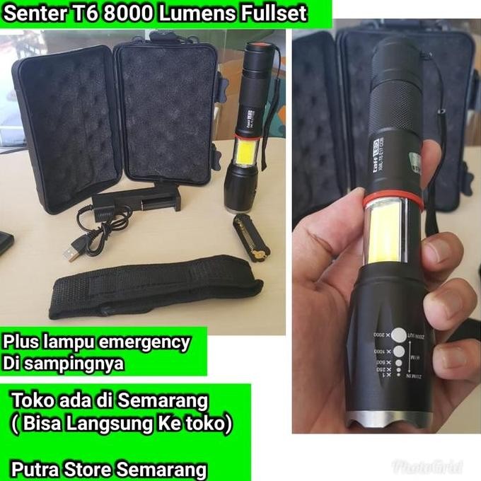 Senter T6 Senter 8000 Lumens Fullset Senter Swatt Senter Gunung Senter