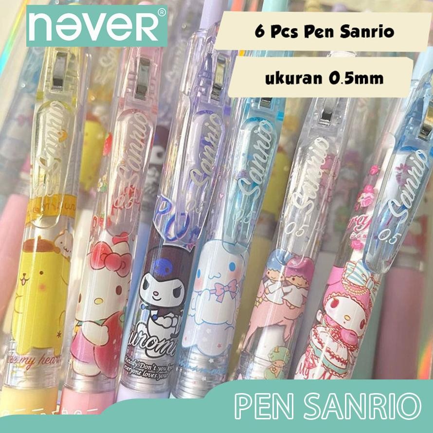 

Ready Never Official- 6 Pcs Pulpen Gel St 0.5Mm/ Gel Pen Mekanik Sanrio Hitam