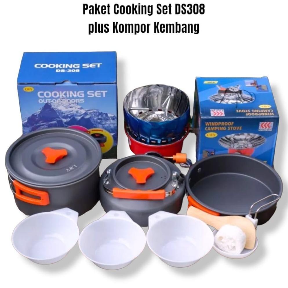 Paket Cooking Set Ds 308 Nesting Ds308 Plus Kompor Camping Alat Masak Camping Portable