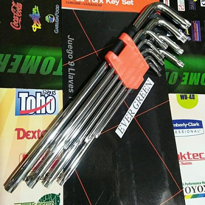 Terjangkau Kunci L Bintang Set 9 Pcs Kunci L Bintang Panjang .. Sedia Kunci Shock