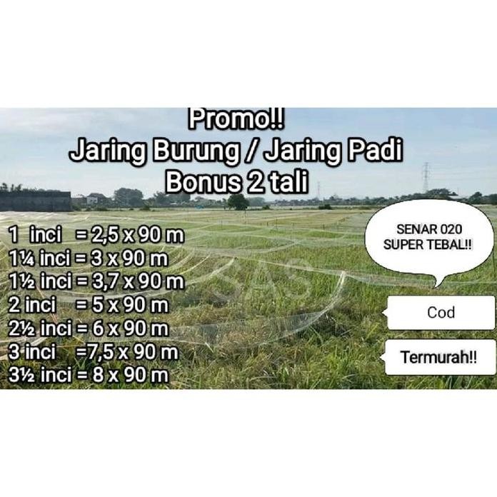 

Terlaris Bonus 2 Tali Jaring Burung, Jaring Padi Senar 020 Dijamin Lebih Tebal, Tidak Mudah Putus , Lebih Awet Ukuran Lengkap Tinggal Pilih