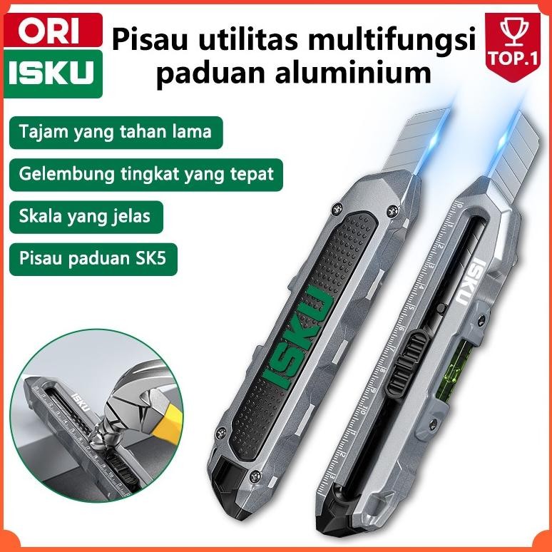 

NEW!!! NEW!!! ISKU Pisau utilitas multifungsi paduan aluminium Pisau cutter Cutter Knife Utility Knife Cutter Pisau Cutter Knife Auto Lock Cutter