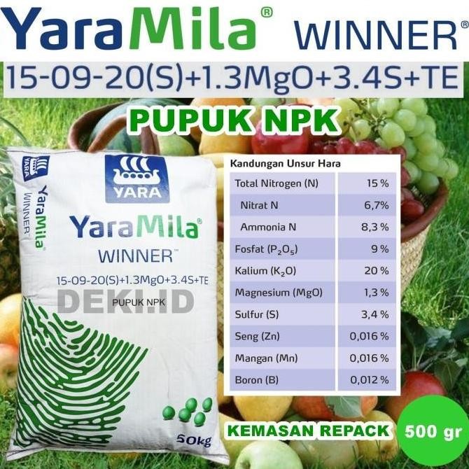 

Terlaris Ankn Pupuk Npk Winner Yaramila 15 09 20 S Plus Mgo Sulfur Boron Te Repack