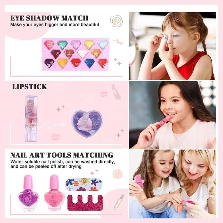 Cod [Penjual Lokal] 33Pcs Mainan Kosmetik Kecantikan Anak / Girls Makeup Toys / Kuromi Make Up Asli 