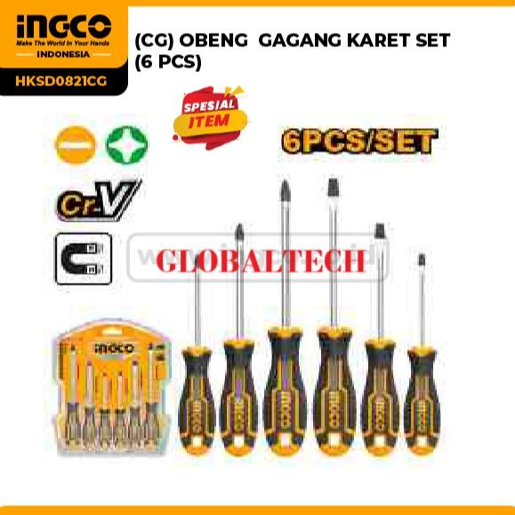 Terlaris INGCO HKSD0628 OBENG SET 6PCS OBENG INDUSTRI SCREWDRIVER SET 6PCS INGCO HKSD0821