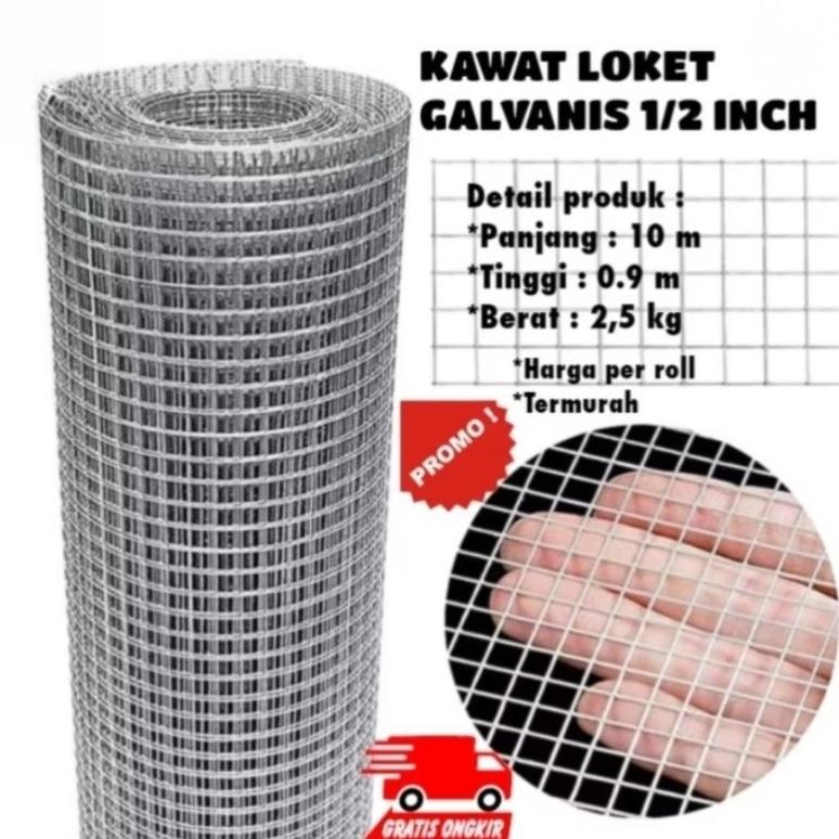 NEW NEW Kawat Loket Ram Putih Galvanized Per Roll 10 Meter Kandang